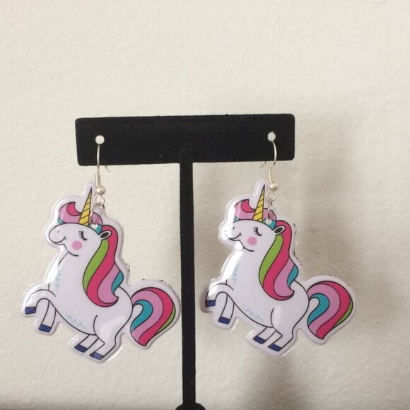 The Sassy Unicorn Earrings‎ Puffy Lightweight Kidcore Whimsy Pop Art Lightweight - Picture 5 of 5